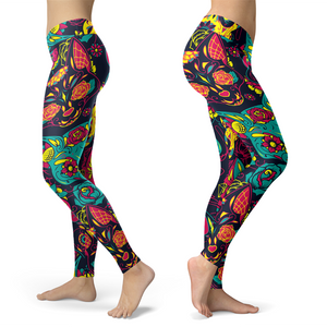 Sugar Skull Cats Leggings Yoga Pants