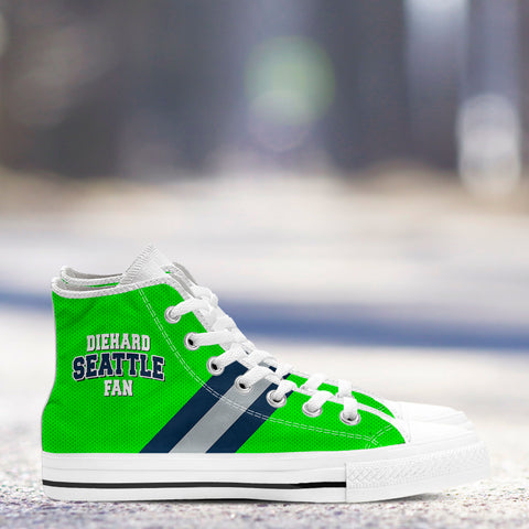 Image of Diehard Seattle Fan Sports High Top Shoes Green White